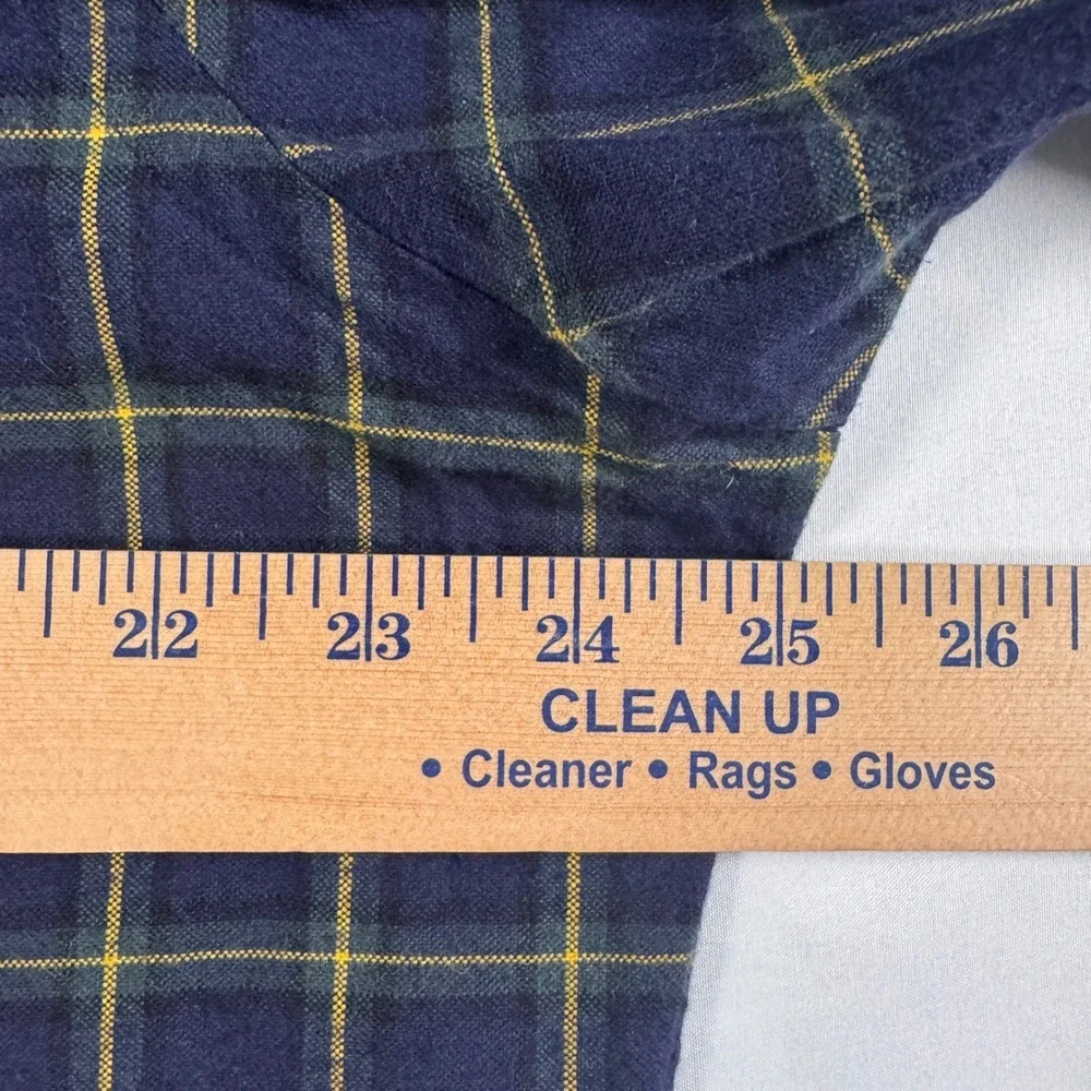 Ralph‎ Lauren Classic Fit Flannel Button Down Men Large Navy Yellow Plaid Shirt